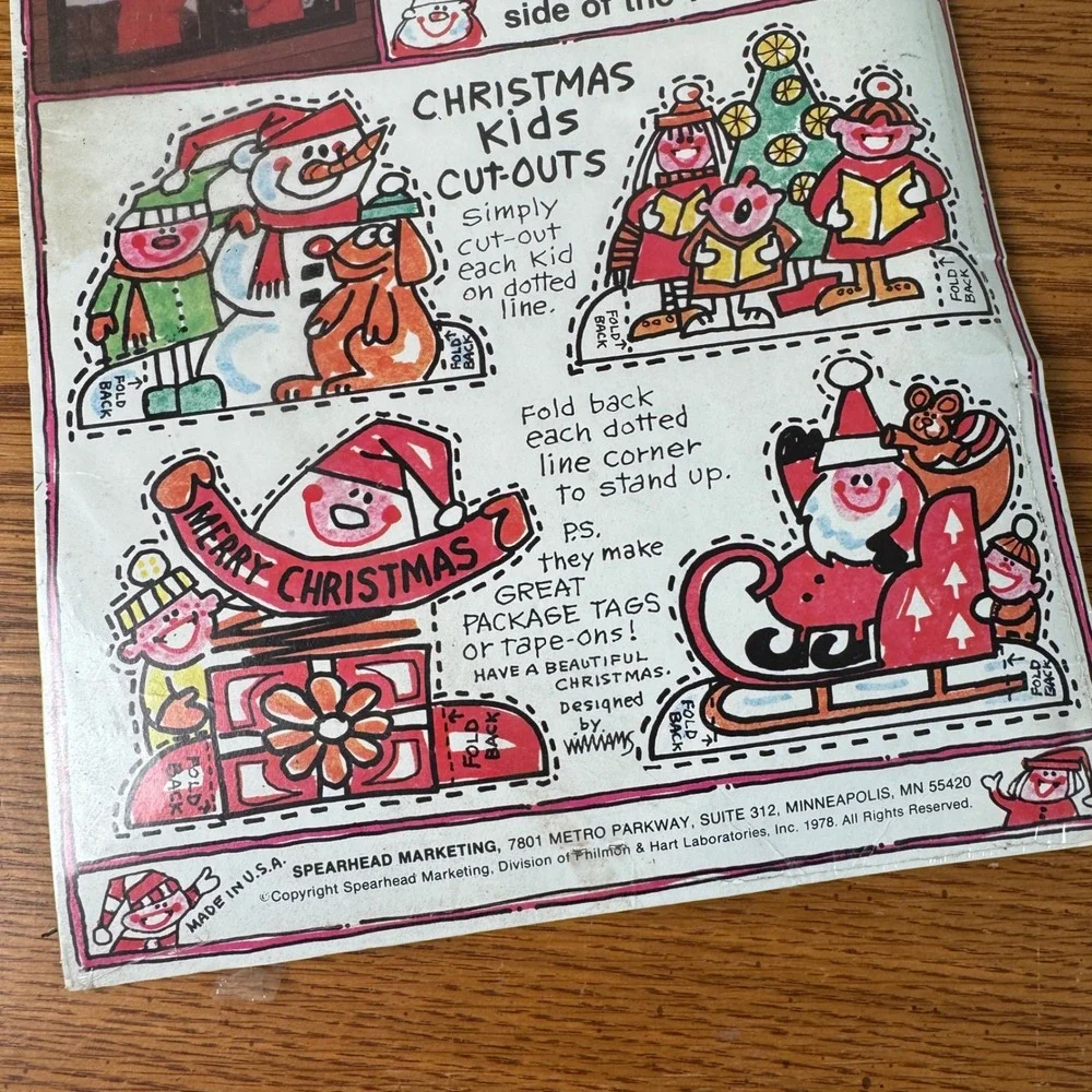 1978 Christmas Kids Window Mirror Decorations‎ Decals Cutouts Vintage